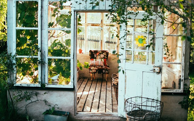 Cottage with plants